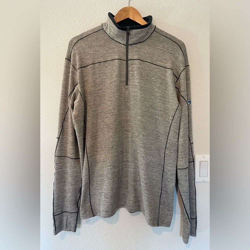 Kuhl Men's Heathered Gray 1/4 Zip Sweater, XL